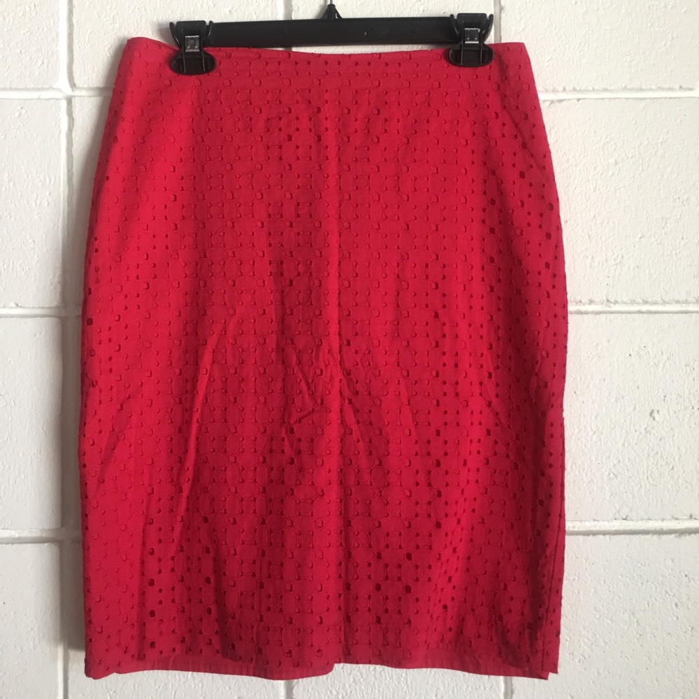 Eyelet Pencil Skirt